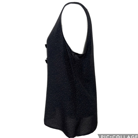 Halogen Women's Silk Gray Tank Top Polka Dot Ruffle Size Large - Picture 3 of 7